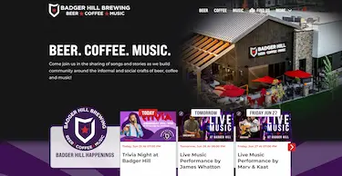 Badger Hill Brewing website screenshot