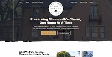 Monmouth Old Home Association website screenshot